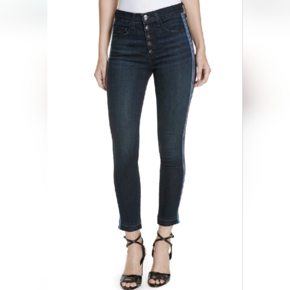 Veronica Beard Debbie Skinny Jeans Midnight With Fray & Tux Wash